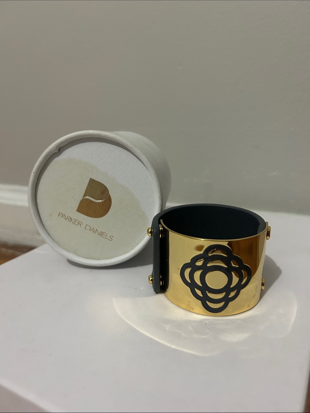 Gold and Black Wide Cuff Bracelet